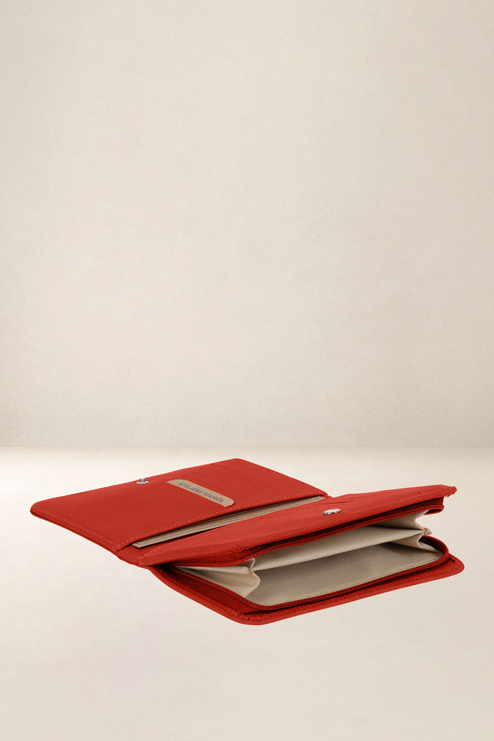 Grand portefeuille en cuir pleine fleur NÉRÉÏDES coloris orange confit, vue intérieure n°2 – Ateliers Fourès