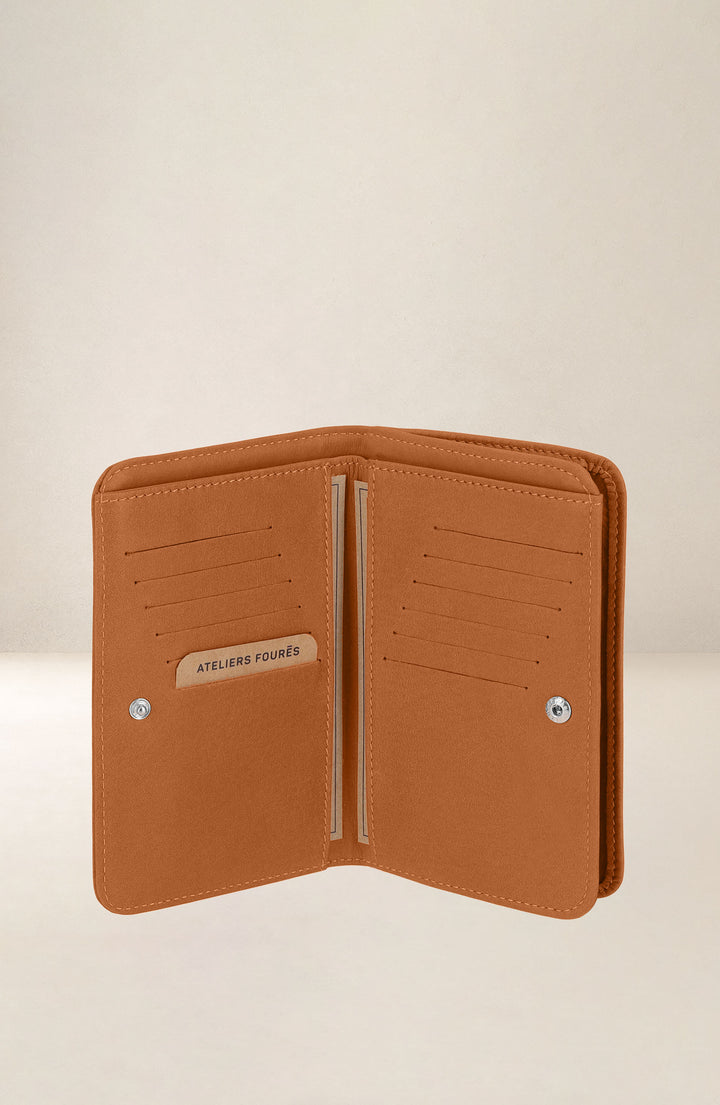 Grand portefeuille en cuir pleine fleur NÉRÉÏDES coloris lionne, vue intérieure n°1 – Ateliers Fourès