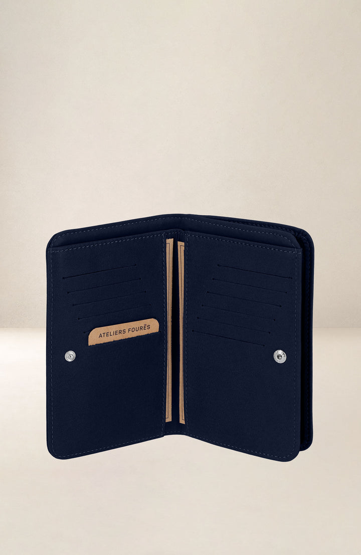 Grand portefeuille en cuir pleine fleur NÉRÉÏDES coloris minuit, vue intérieure n°1 – Ateliers Fourès