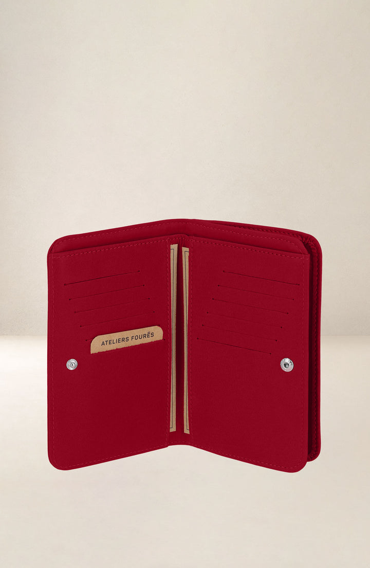 Grand portefeuille en cuir pleine fleur NÉRÉÏDES coloris amour, vue intérieure n°1 – Ateliers Fourès