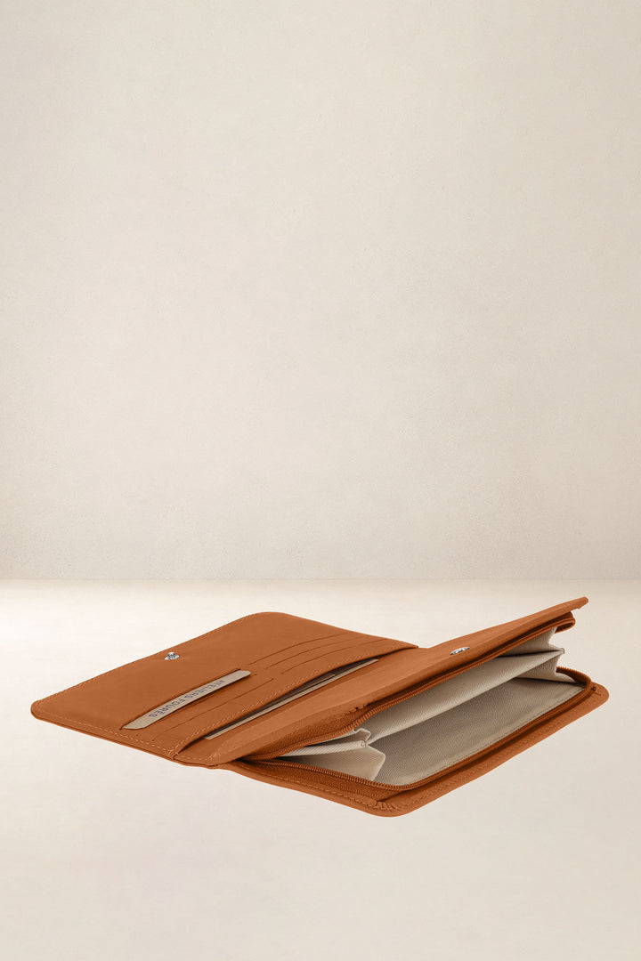 Portefeuille compagnon en cuir pleine fleur NÉRÉÏDES coloris lionne, vue intérieure n°2 – Ateliers Fourès