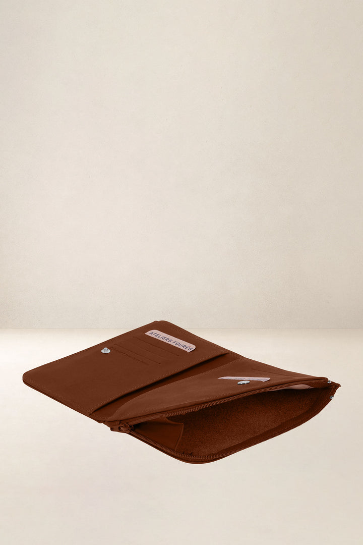 Grand portefeuille en cuir pleine fleur NÉMÉSIS coloris fauve, vue intérieure n°2 – Ateliers Fourès