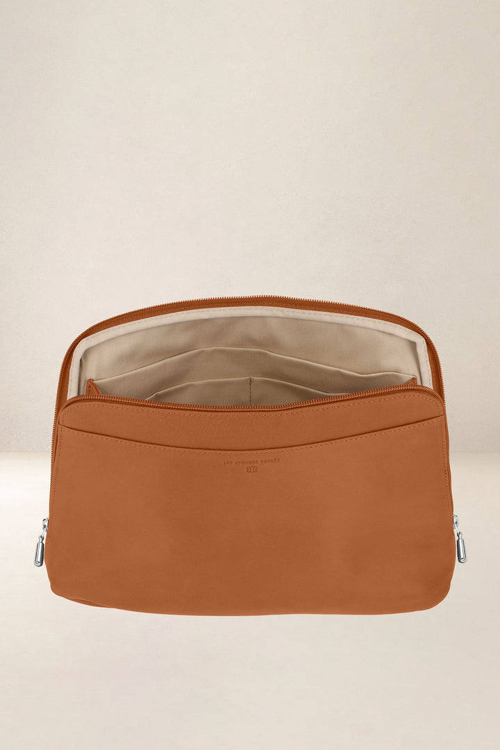 Sac à main en cuir pleine fleur EUROPE coloris lionne, vue intérieure n°1 – Ateliers Fourès