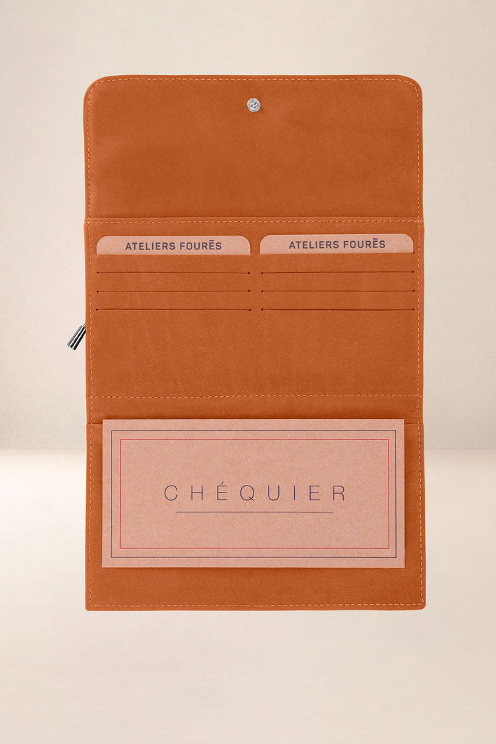 Portefeuille compagnon en cuir pleine fleur NÉRÉÏDES coloris lionne, vue intérieure n°1 – Ateliers Fourès