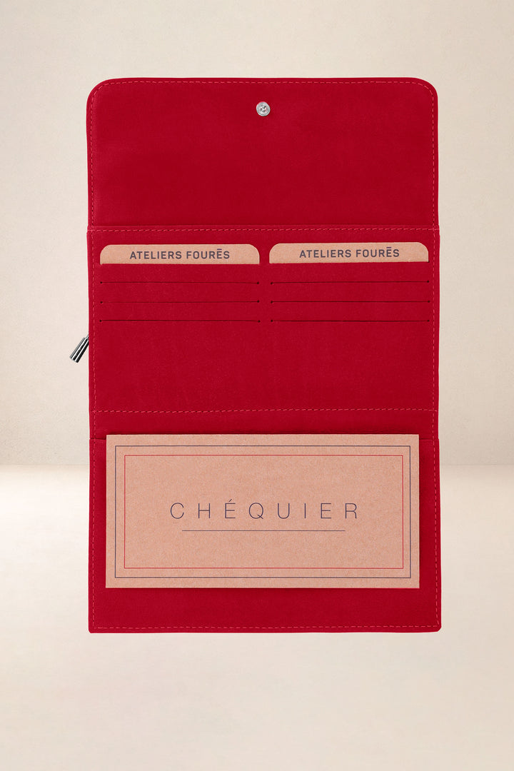 Portefeuille compagnon en cuir pleine fleur NÉRÉÏDES coloris amour, vue intérieure n°1 – Ateliers Fourès