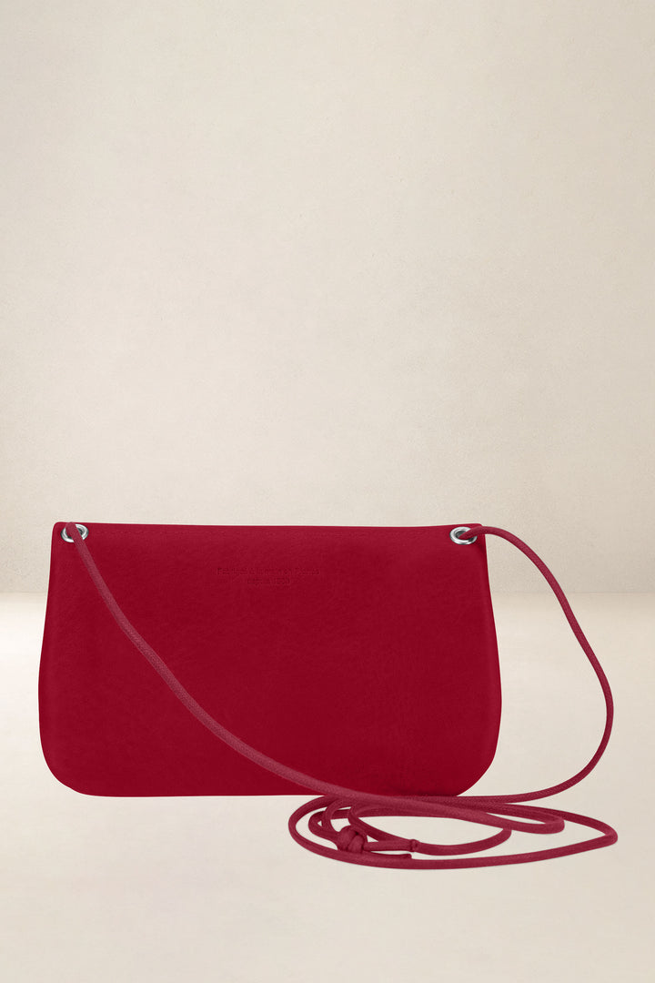 Porte-téléphone en cuir pleine fleur CASSANDRE coloris amour, vue de dos – Ateliers Fourès