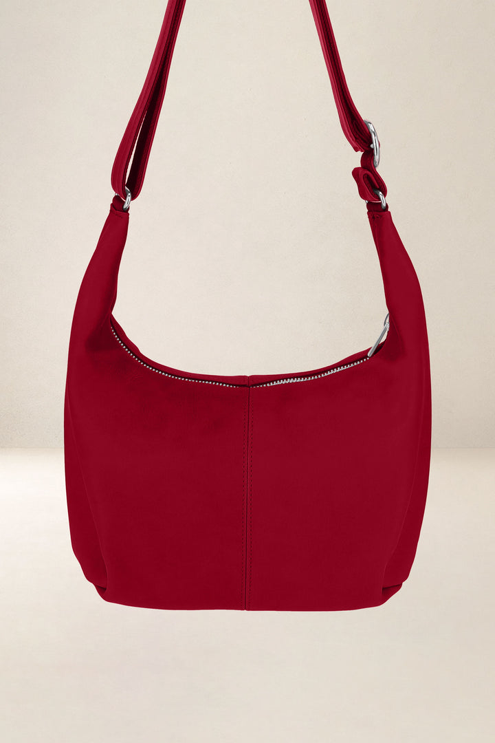 Sac à main en cuir pleine fleur LÉTO coloris amour, vue d’ensemble – Ateliers Fourès