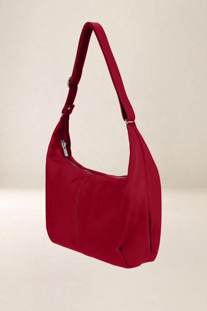 Sac à main en cuir pleine fleur LÉTO coloris amour, vue de profil n°1 – Ateliers Fourès