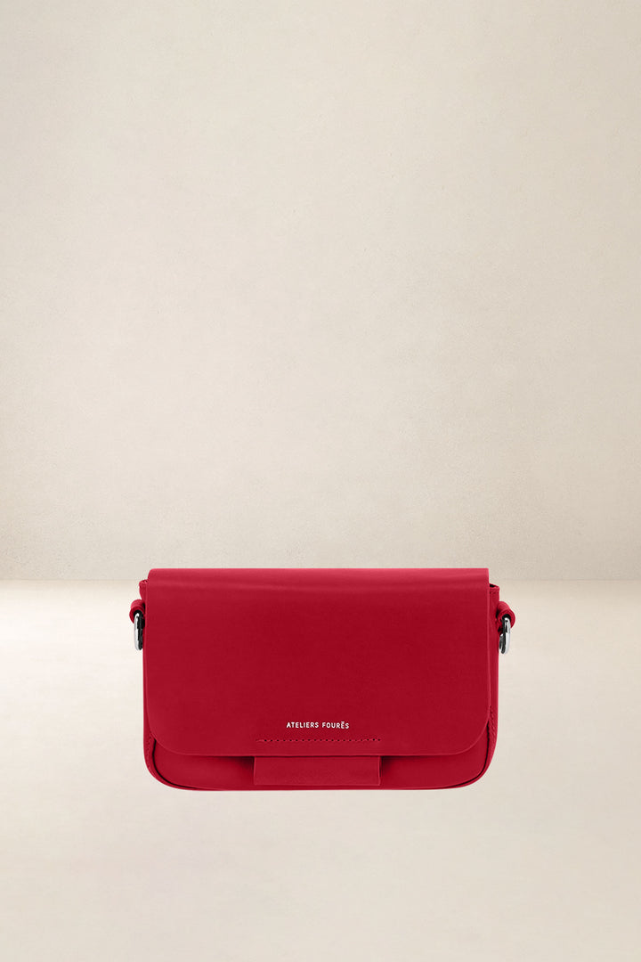 Mini sac en cuir pleine fleur CALISTA coloris carmen, vue d’ensemble – Ateliers Fourès