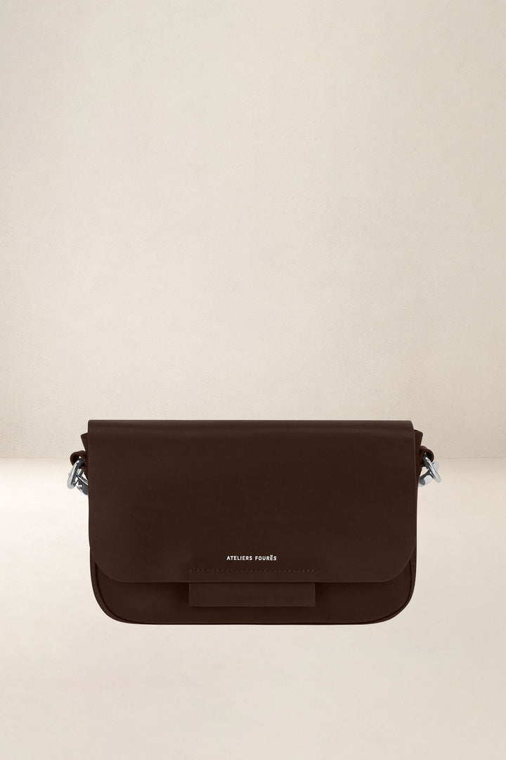 Sac à main en cuir pleine fleur CALISTA coloris cafe, vue d’ensemble – Ateliers Fourès