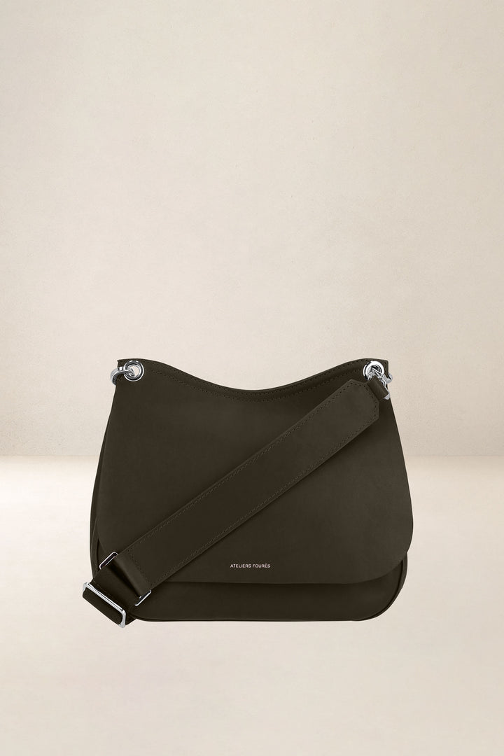 Mini sac en cuir pleine fleur APHRODITE coloris maquis, vue d’ensemble – Ateliers Fourès