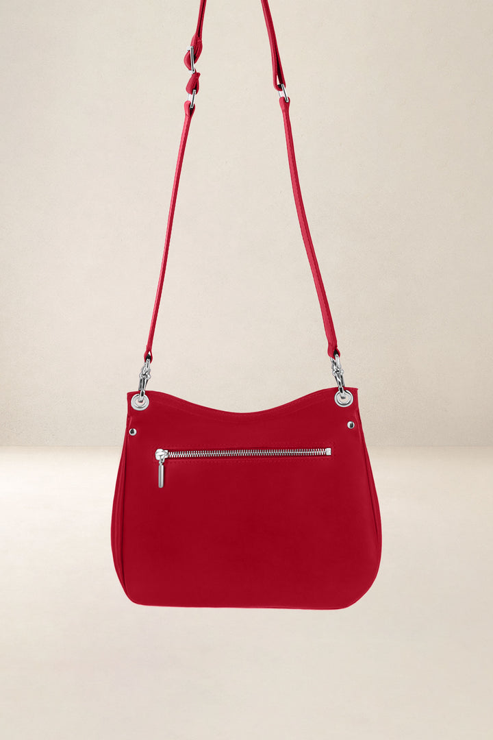 Mini sac en cuir pleine fleur APHRODITE coloris carmen, vue de dos – Ateliers Fourès
