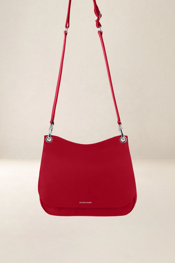 Mini sac en cuir pleine fleur APHRODITE coloris carmen, vue de face n°2 – Ateliers Fourès