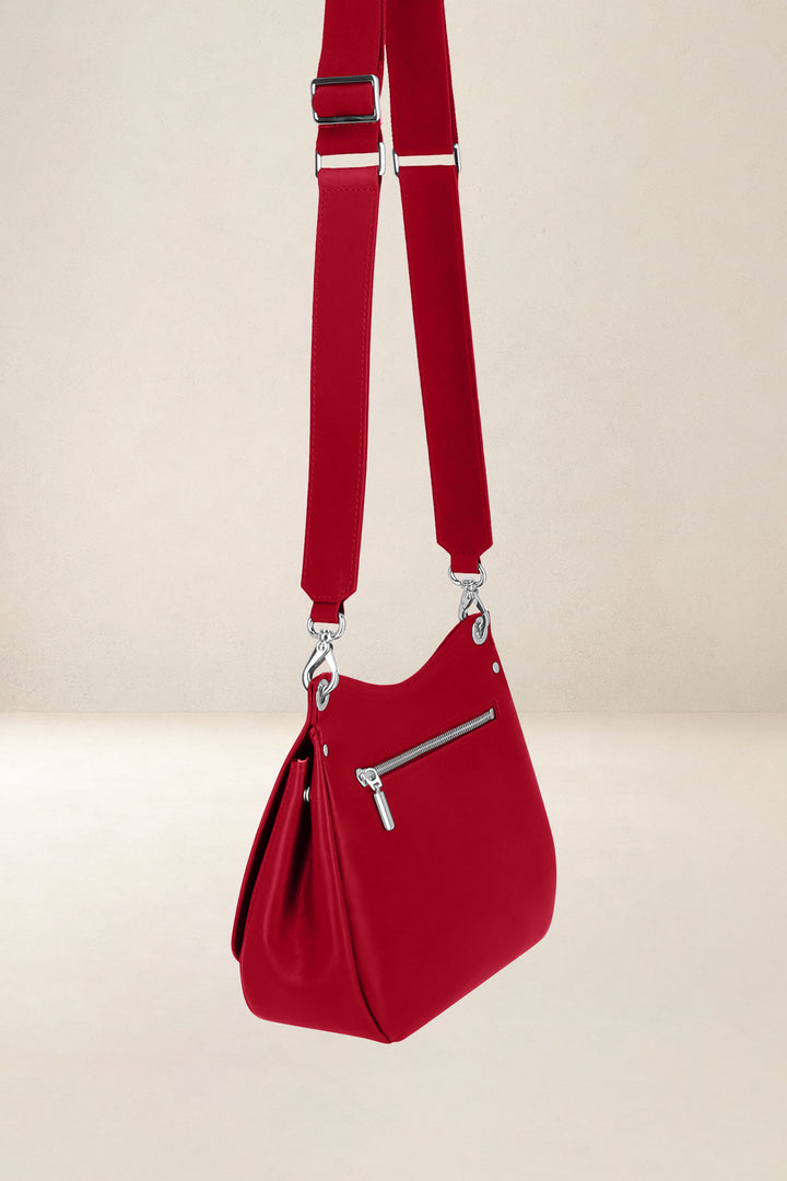 Mini sac en cuir pleine fleur APHRODITE coloris carmen, vue de profil n°3 – Ateliers Fourès