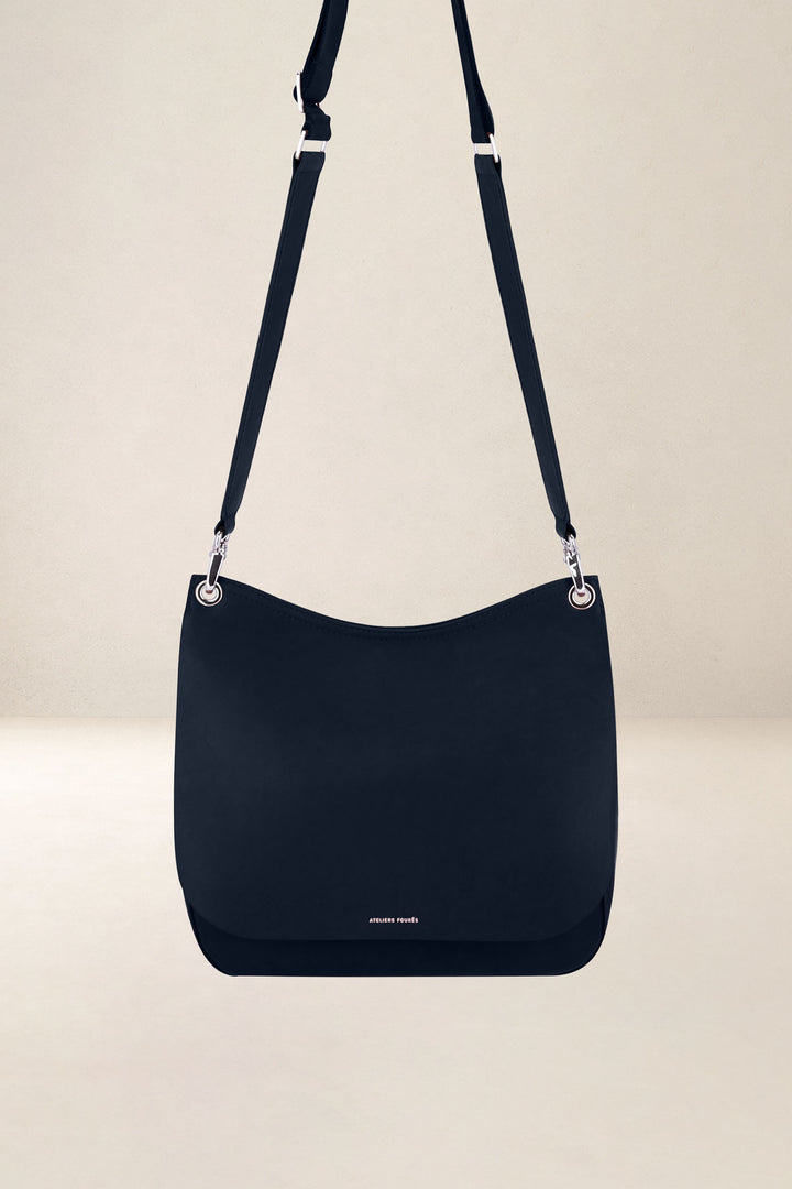 Sac bandoulière en cuir pleine fleur APHRODITE coloris cosmos, vue de face n°2 – Ateliers Fourès