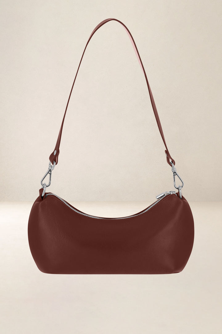 Sac à main en cuir pleine fleur HÉCATE coloris fauve, vue de dos – Ateliers Fourès