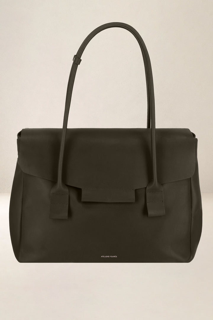 Sac à main en cuir pleine fleur DICÉ coloris maquis, vue d’ensemble – Ateliers Fourès