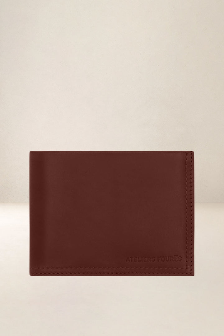 Portefeuille medium en cuir pleine fleur PLATON coloris fauve, vue d’ensemble – Ateliers Fourès