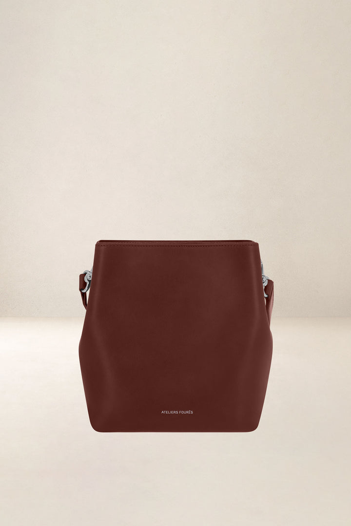 Mini sac en cuir pleine fleur ALCESTE coloris fauve, vue d’ensemble – Ateliers Fourès