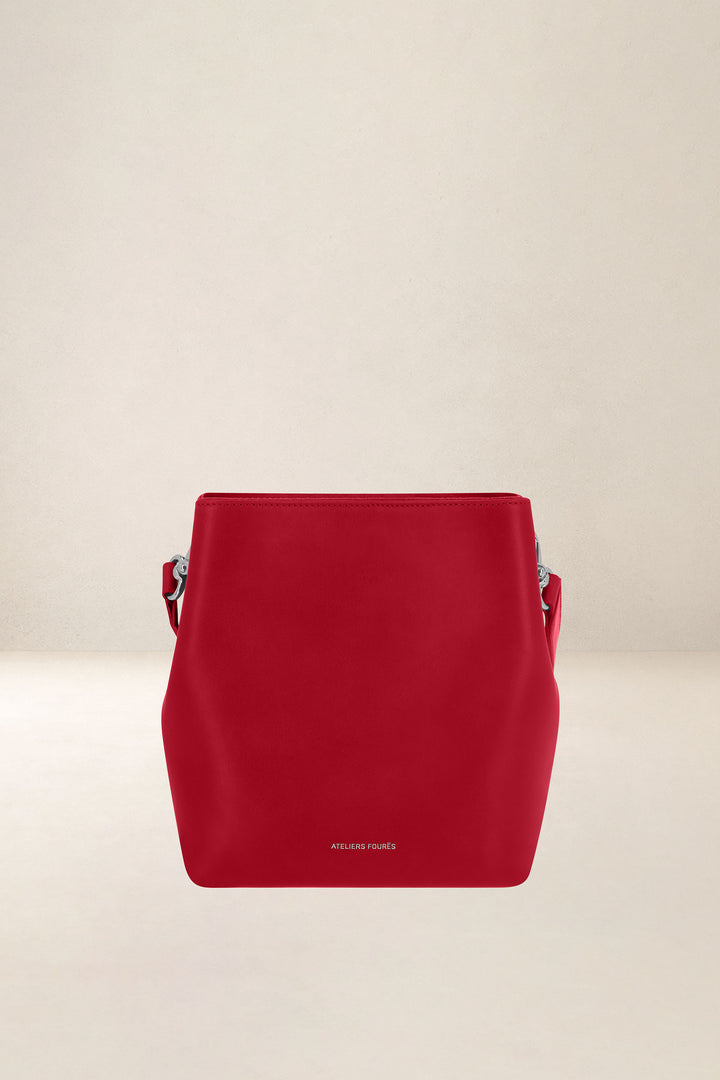 Mini sac en cuir pleine fleur ALCESTE coloris carmen, vue d’ensemble – Ateliers Fourès