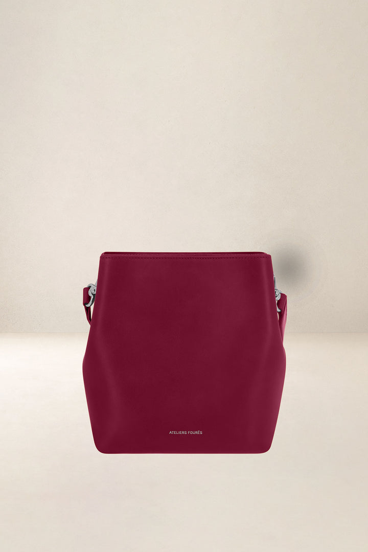 Mini sac en cuir pleine fleur ALCESTE coloris pourpre, vue d’ensemble – Ateliers Fourès