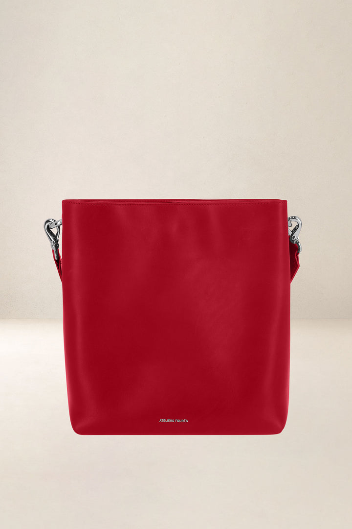 Grand sac en cuir pleine fleur ALCESTE coloris carmen, vue d’ensemble – Ateliers Fourès