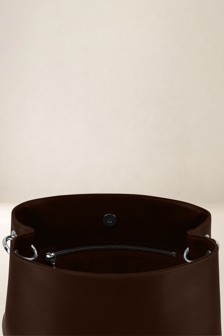 Grand sac en cuir pleine fleur ALCESTE coloris cafe, vue intérieure n°2 – Ateliers Fourès