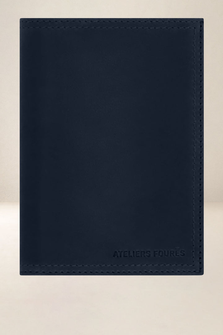 Grand portefeuille en cuir pleine fleur PLATON coloris cosmos, vue d’ensemble – Ateliers Fourès