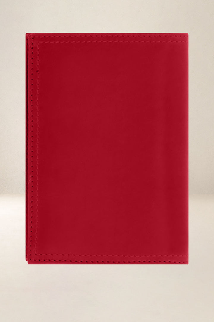 Grand portefeuille en cuir pleine fleur PLATON coloris carmen, vue de dos – Ateliers Fourès