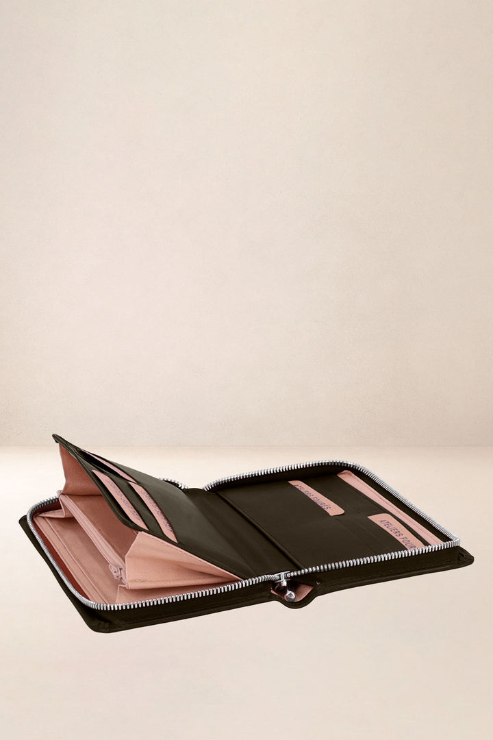Grand portefeuille en cuir pleine fleur PERSÉPHONE coloris maquis, vue intérieure n°2 – Ateliers Fourès