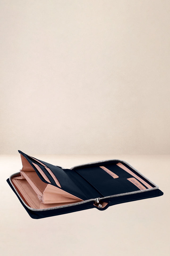 Grand portefeuille en cuir pleine fleur PERSÉPHONE coloris cosmos, vue intérieure n°2 – Ateliers Fourès