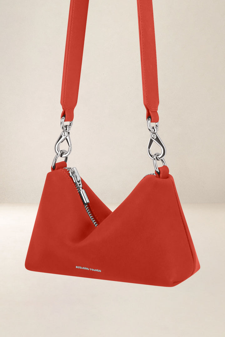Mini sac en cuir pleine fleur ILIADE coloris orange confit, vue de profil – Ateliers Fourès
