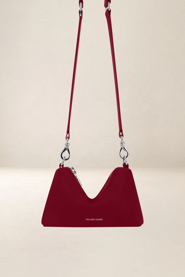 Mini sac en cuir pleine fleur ILIADE coloris amour, vue d’ensemble – Ateliers Fourès