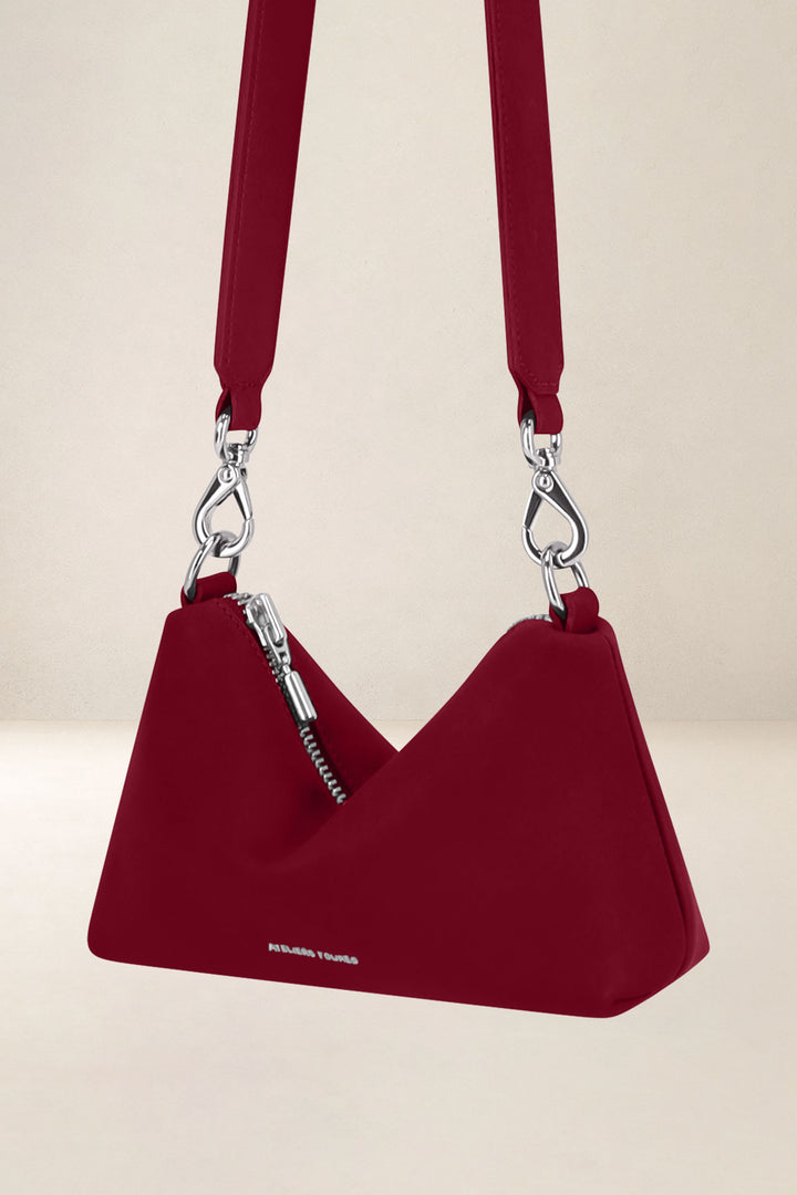 Mini sac en cuir pleine fleur ILIADE coloris amour, vue de profil – Ateliers Fourès