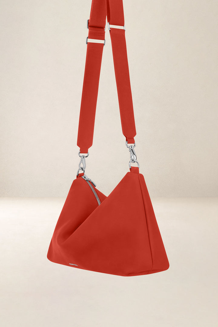 Grand sac en cuir pleine fleur ILIADE coloris orange confit, vue de profil n°2 – Ateliers Fourès