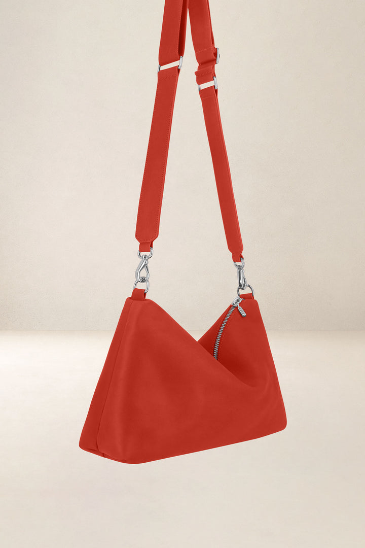 Grand sac en cuir pleine fleur ILIADE coloris orange confit, vue de profil n°3 – Ateliers Fourès