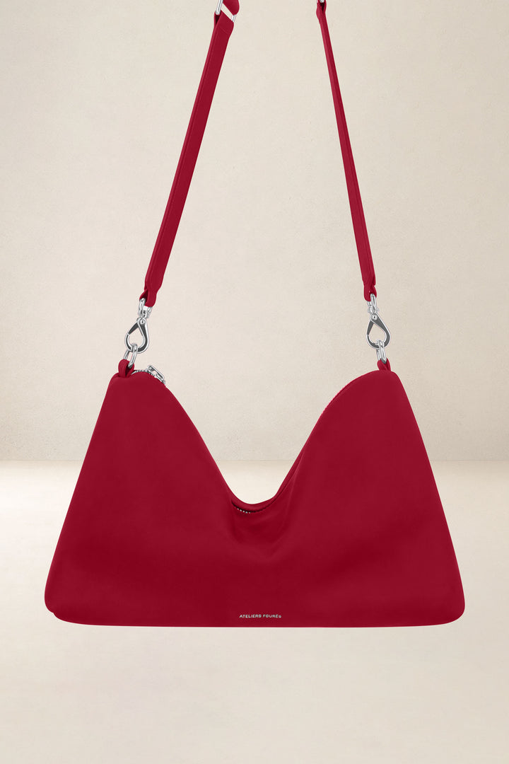 Grand sac en cuir pleine fleur ILIADE coloris amour, vue d’ensemble – Ateliers Fourès