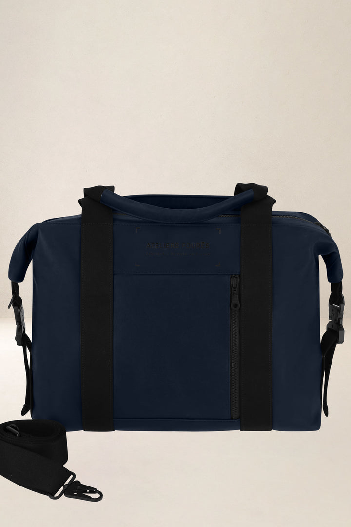 Sac de travail en cuir pleine fleur SOCRATE coloris minuit, vue d’ensemble – Ateliers Fourès