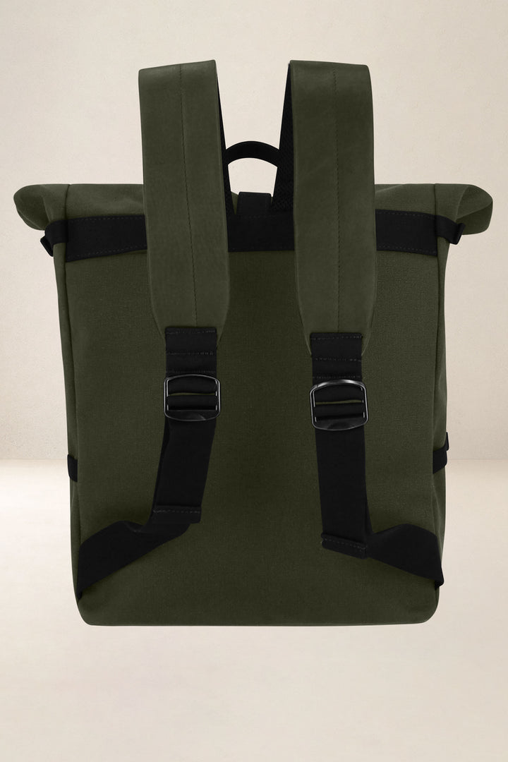 Sac à dos en cuir pleine fleur ARISTOTE coloris kaki, vue intérieure – Ateliers Fourès