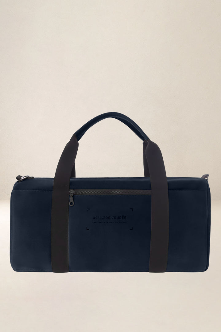 Sac de voyage en cuir pleine fleur ARISTOTE coloris minuit, vue d’ensemble – Ateliers Fourès