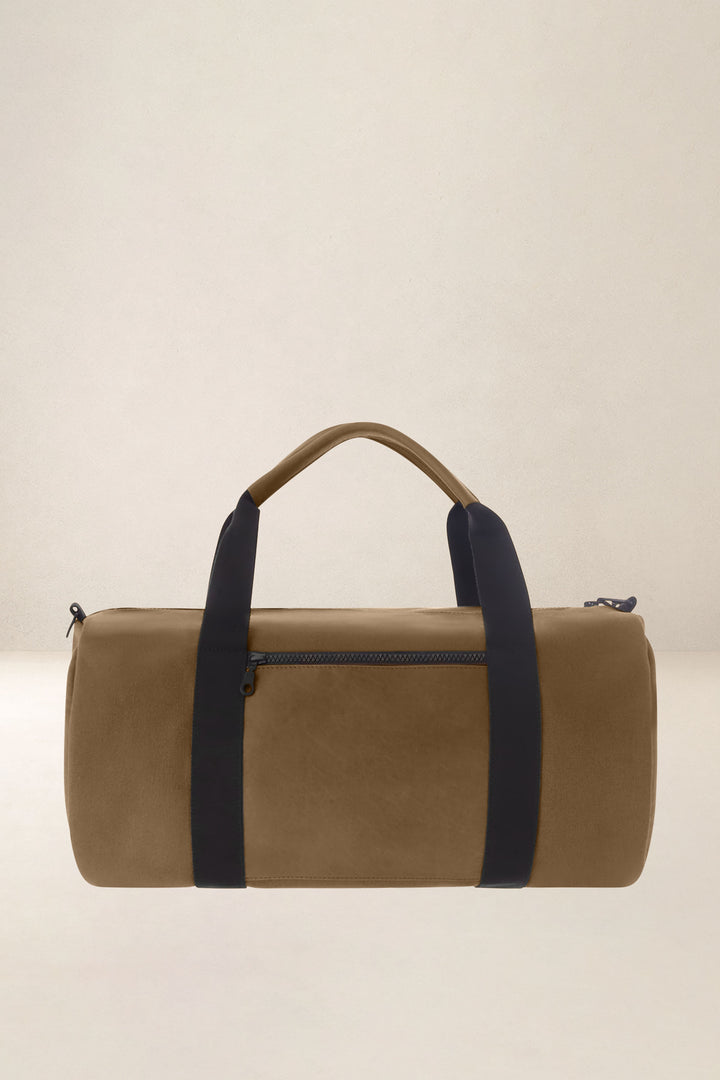 Sac de voyage en cuir pleine fleur ARISTOTE coloris desert, vue de dos – Ateliers Fourès