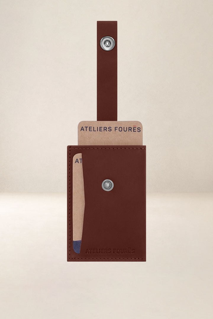 Porte-cartes en cuir pleine fleur ARCHIMÈDE coloris fauve, vue intérieure n°2 – Ateliers Fourès