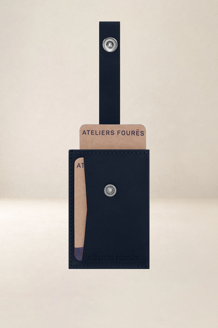 Porte-cartes en cuir pleine fleur ARCHIMÈDE coloris cosmos, vue intérieure n°2 – Ateliers Fourès
