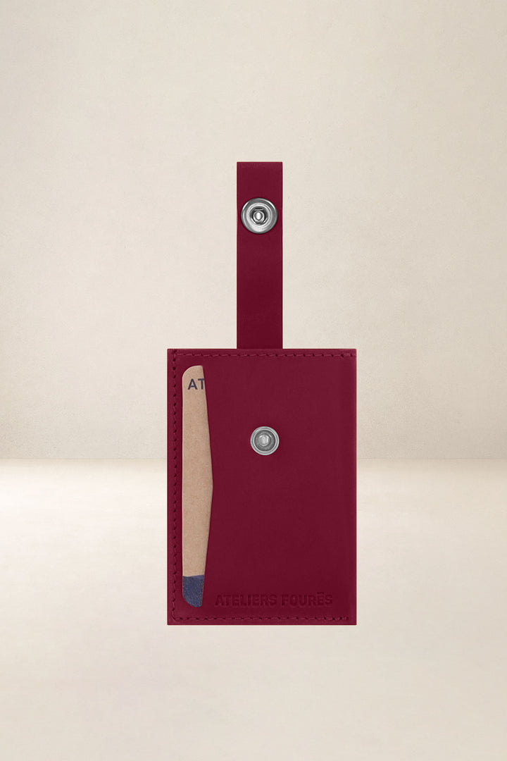 Porte-cartes en cuir pleine fleur ARCHIMÈDE coloris pourpre, vue intérieure n°1 – Ateliers Fourès
